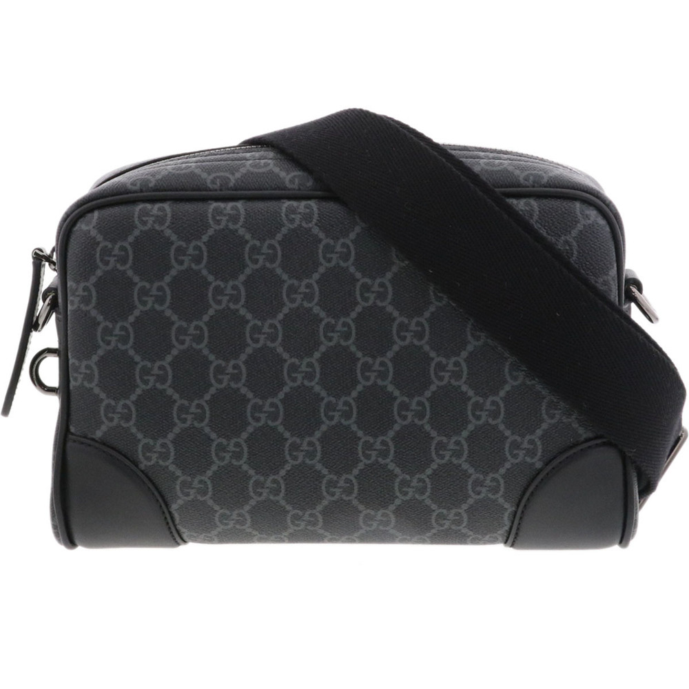 GUCCI GG Emblem Crossbody Bag Shoulder Smooth Leather Black